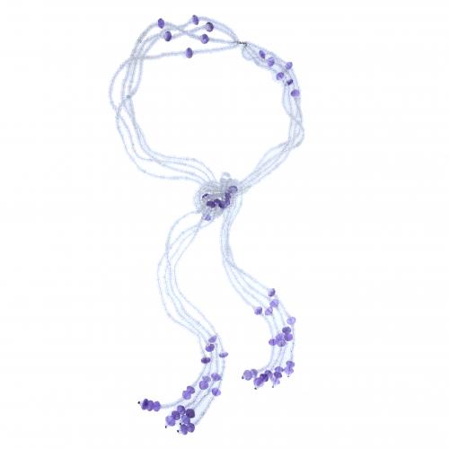 OPEN NECKLACE WITH AQUAMARINES AND AMETHYSTS.
