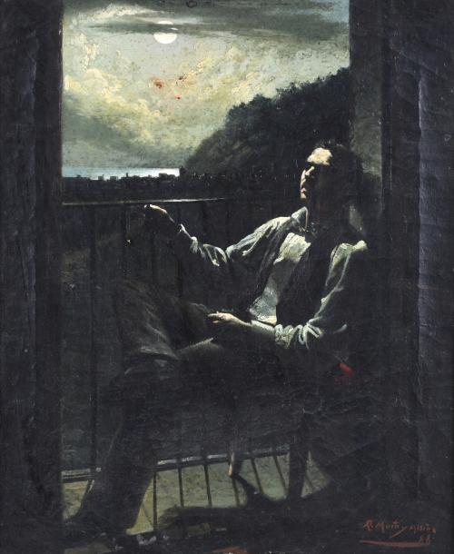 RAMÓN MARTÍ ALSINA (1826-1894). "A LA TERRASSA (ON THE TERRACE)", C. 1888.
