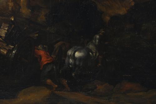 18TH/19TH FLEMISH SCHOOL. "LANDSCAPE WITH STONE CARRIERS".