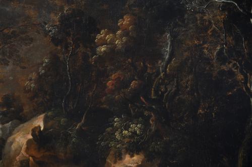 18TH/19TH FLEMISH SCHOOL. "LANDSCAPE WITH STONE CARRIERS".