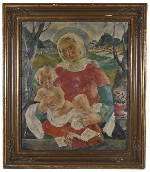 20TH CENTURY EUROPEAN SCHOOL. "MADONNA AND CHILD".