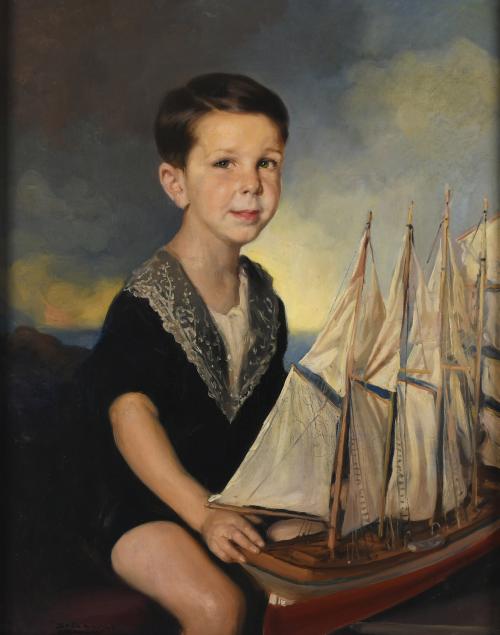 FERNANDO ÁLVAREZ DE SOTOMAYOR (1875-1960). "PORTRAIT OF A BOY", C. 1940. 
