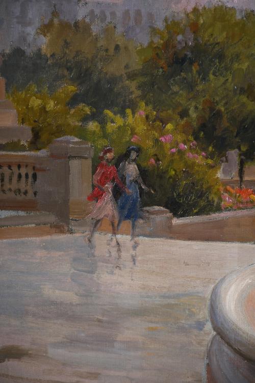 JOSEP MESTRES CABANES (1898-1990). "PLAZA CATALUNYA, AMANEC