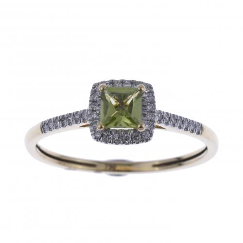 RING WITH DIAMONDS AND COLOURED STONE.
