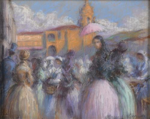 MANUEL LOSADA (1865-1949). "MARKET SCENE".