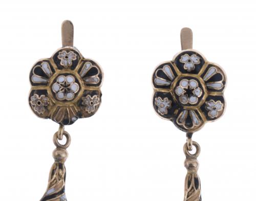 LONG EARRINGS, 19TH CENTURY.