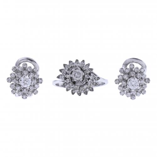 DIAMONDS RING AND EARRINGS SET.