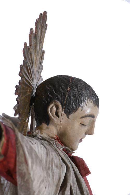 19TH CENTURY SPANISH SCHOOL. CRUCIFIED SAINT.