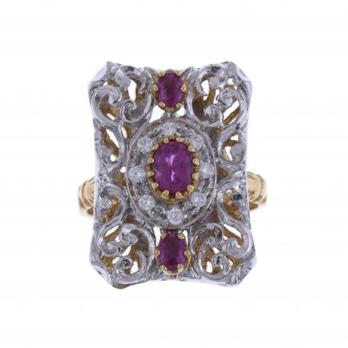 RING WITH DIAMONDS AND RUBIES.