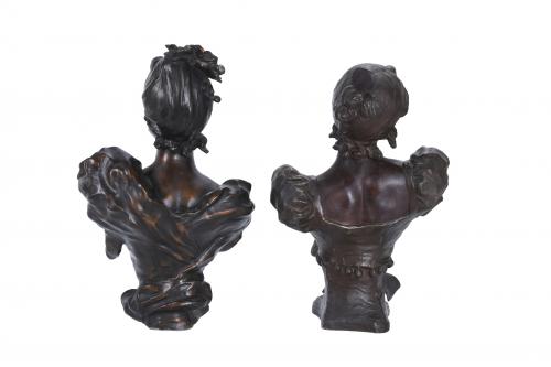 AFTER MODELS BY LOUIS AUGUST MOREAU. (1855-1919). "PAIR OF 