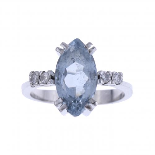 DIAMONDS AND AQUAMARINE RING