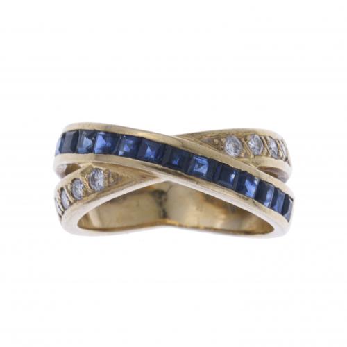 RING WITH SAPPHIRES AND DIAMONDS.