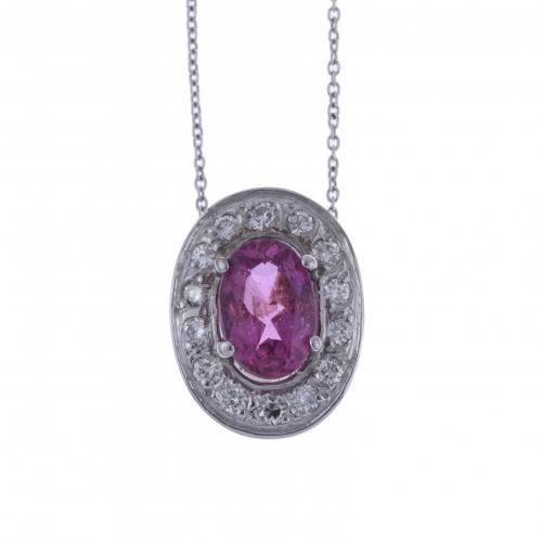 ROSETTE PENDANT WITH TOURMALINE AND DIAMONDS.