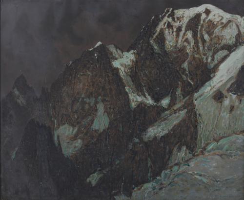 JOSÉ MINGRET (1880-1969). "LE MONT-BLANC DE COURMAYEUR (VALLÉE D'AOSTA) - PAROIS DE LA BRENVA", 1947.