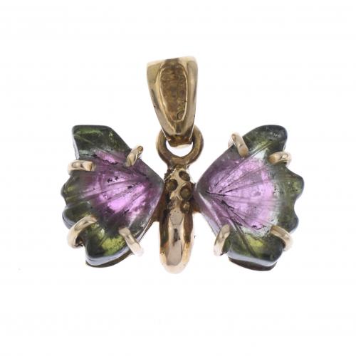 BUTTERFLY-SHAPED PENDANT WITH TOURMALINE.