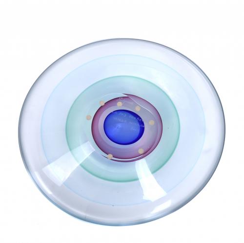 LARGE MURANO DISH AND BOTTLE-FLASK, 2003 AND 2005.
