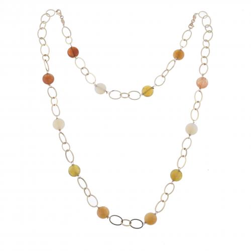 LONG CONVERTIBLE NECKLACE WITH CARNELIAN.