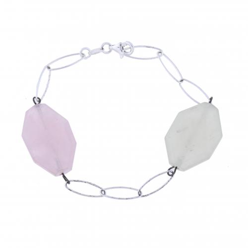 PULSERA EN PLATA CON CUARZOS.