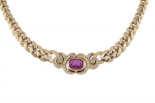 CHOKER WITH ROSE TOURMALINE AND DIAMONDS.