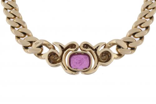 CHOKER WITH ROSE TOURMALINE AND DIAMONDS.