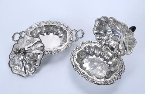 SPANISH TRAY AND SAUCEPAN OR TRAY FOR LEGUMES IN SILVER, MI