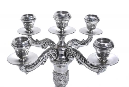 PAIR OF SPANISH CANDELABRA IN SILVER, MID 20TH CENTURY.