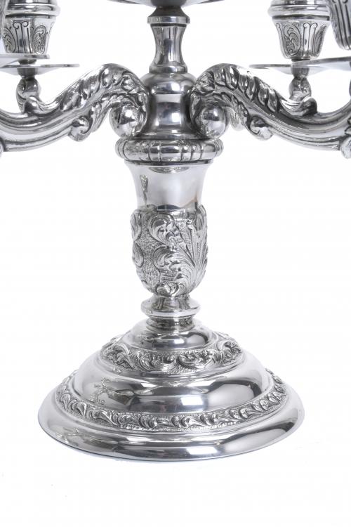 PAIR OF SPANISH CANDELABRA IN SILVER, MID 20TH CENTURY.