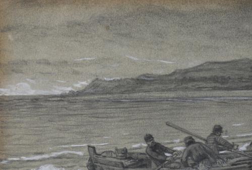 DIONÍS BAIXERAS (1862-1943). "SACANDO LA BARCA A LA MAR".