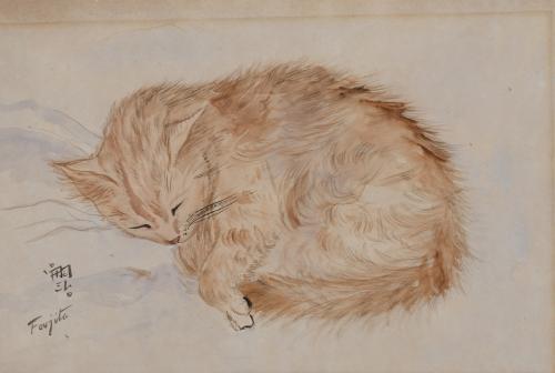 ATRIBUIDO A TSUGUHARU FOUJITA (1886-1968). "GATO". 