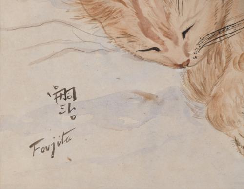 ATRIBUIDO A TSUGUHARU FOUJITA (1886-1968). "GATO". 