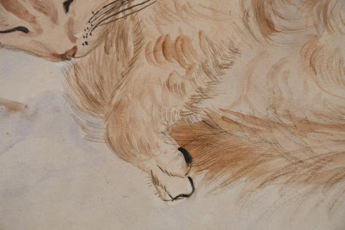 ATTRIBUTED TO TSUGUHARU FOUJITA (1886-1968). "CAT". 