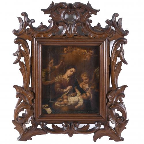17TH-18TH CENTURIES SPANISH SCHOOL. "LA VIRGEN DE LA FAJA".