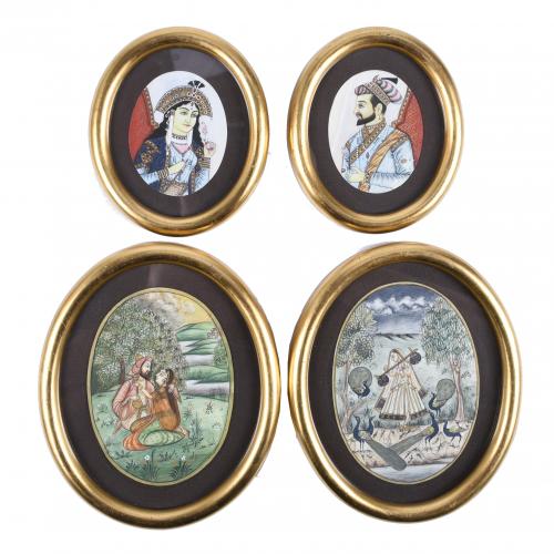 20TH CENTURY INDIAN SCHOOL. FOUR MINIATURES.