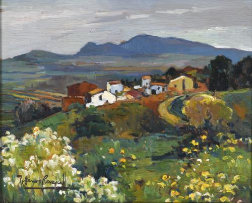 JOSEP FERRÉ REVASCALL (1907-2001). "PAISAJE DE PUEBLO - SAN