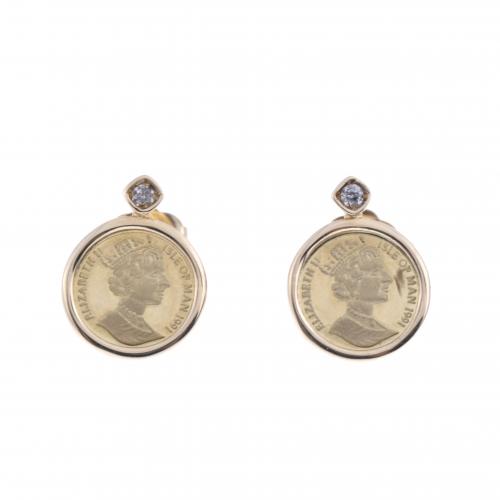 QUEEN ELISABETH COIN EARRINGS.