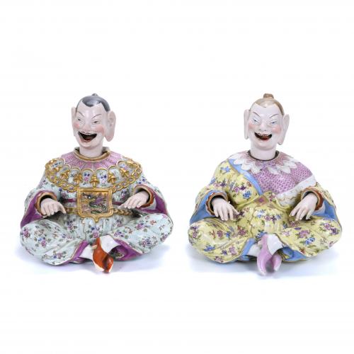 PAREJA DE FIGURAS DE PAGODAS ALEMANAS DE MEISSEN, SIGLO XIX