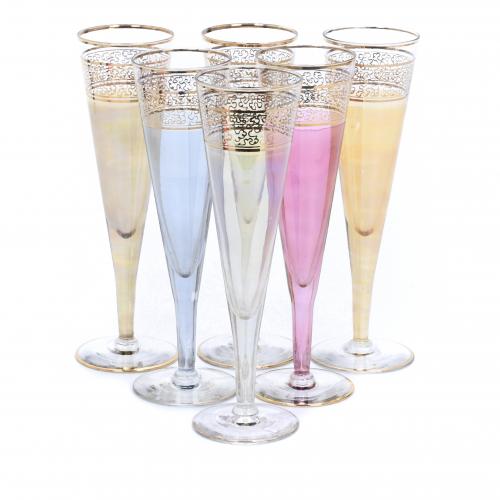 SET OF SIX CHAMPAGNE GLASSES, MID 20TH CENTURY.