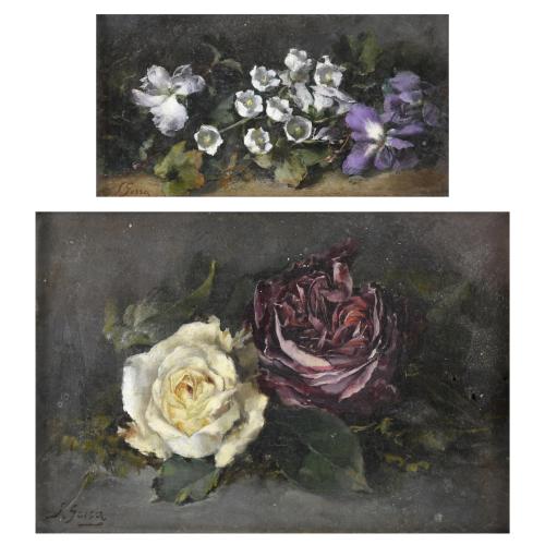 SEBASTIÁN GESSA (1840-1920) "PAREJA DE BODEGONES FLORALES".