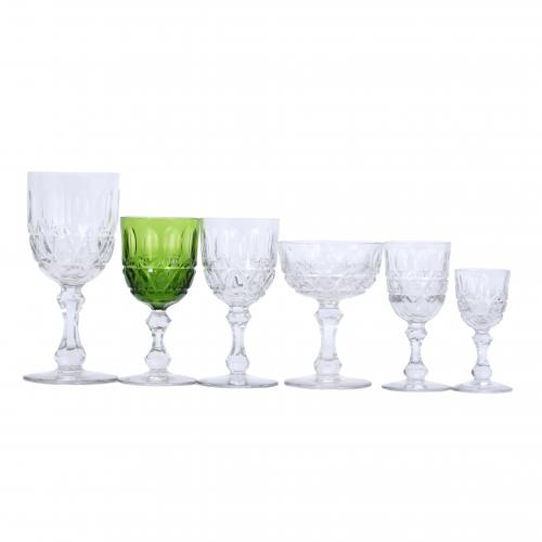 SPANISH TWELVE-SERVICE GLASSWARE, 20TH CENTURY.