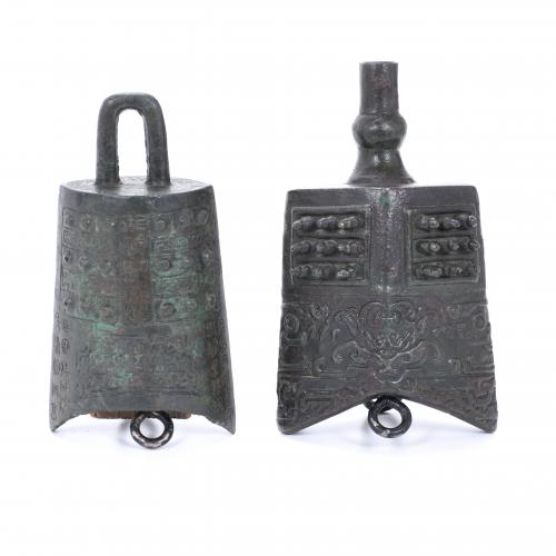 TWO CHINESE BELLS. 18TH CENTURY.