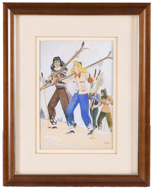 RICARD OPISSO (1880-1966). "GIRLS SKIING".
