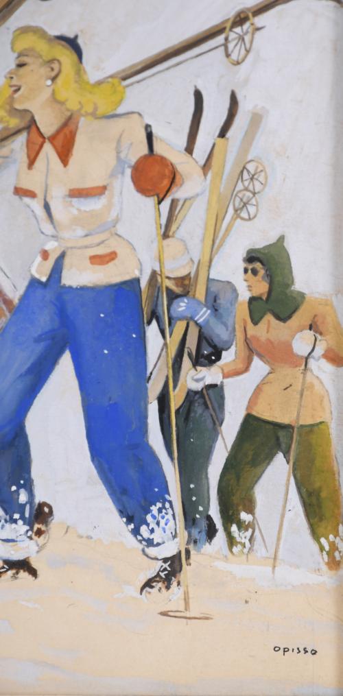 RICARD OPISSO (1880-1966). "GIRLS SKIING".