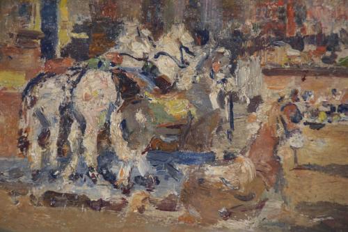 JOAN ROIG Y SOLER (1852-1909). "CARDBOAD HORSES".