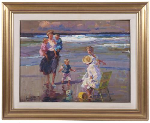 JOSEP SERRASANTA (1916-1998). "ON THE BEACH".