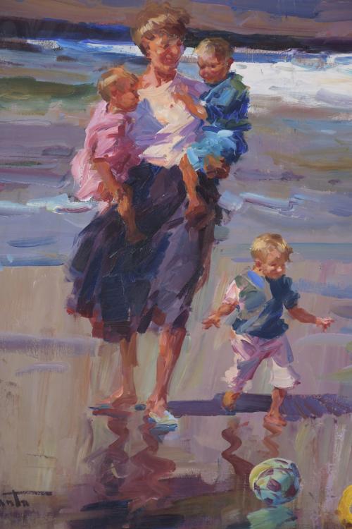 JOSEP SERRASANTA (1916-1998). "ON THE BEACH".