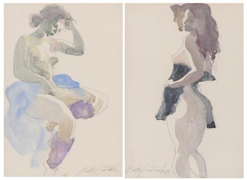 EMILIA CASTAÑEDA (1943) PAIR OF FEMALE NUDES, 1982.
