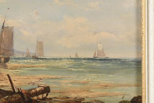 JOHN JAMES WILSON (1818-1875). "BARCAS EN LA ORILLA".