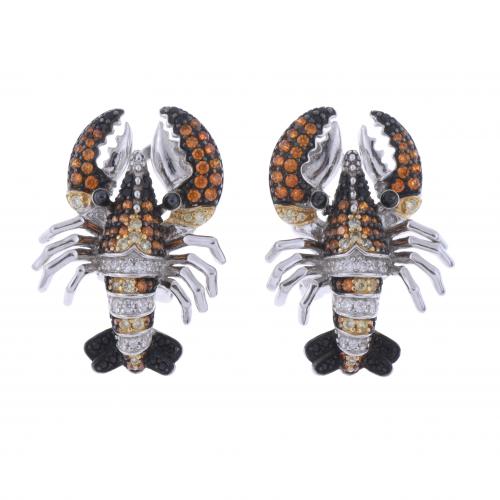 LOBSTER-SHAPED EARRINGS.