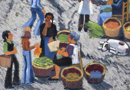 JORDI CURÓS (1930-2017).   "MERCADO PLAZA DR. TREMOLS", 197