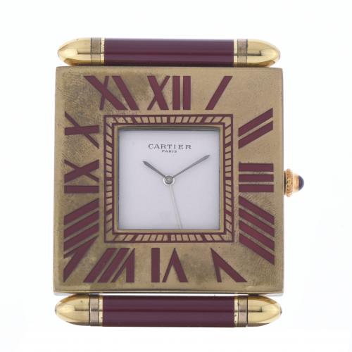 CARTIER. TRAVEL ALARM CLOCK, 20TH CENTURY.